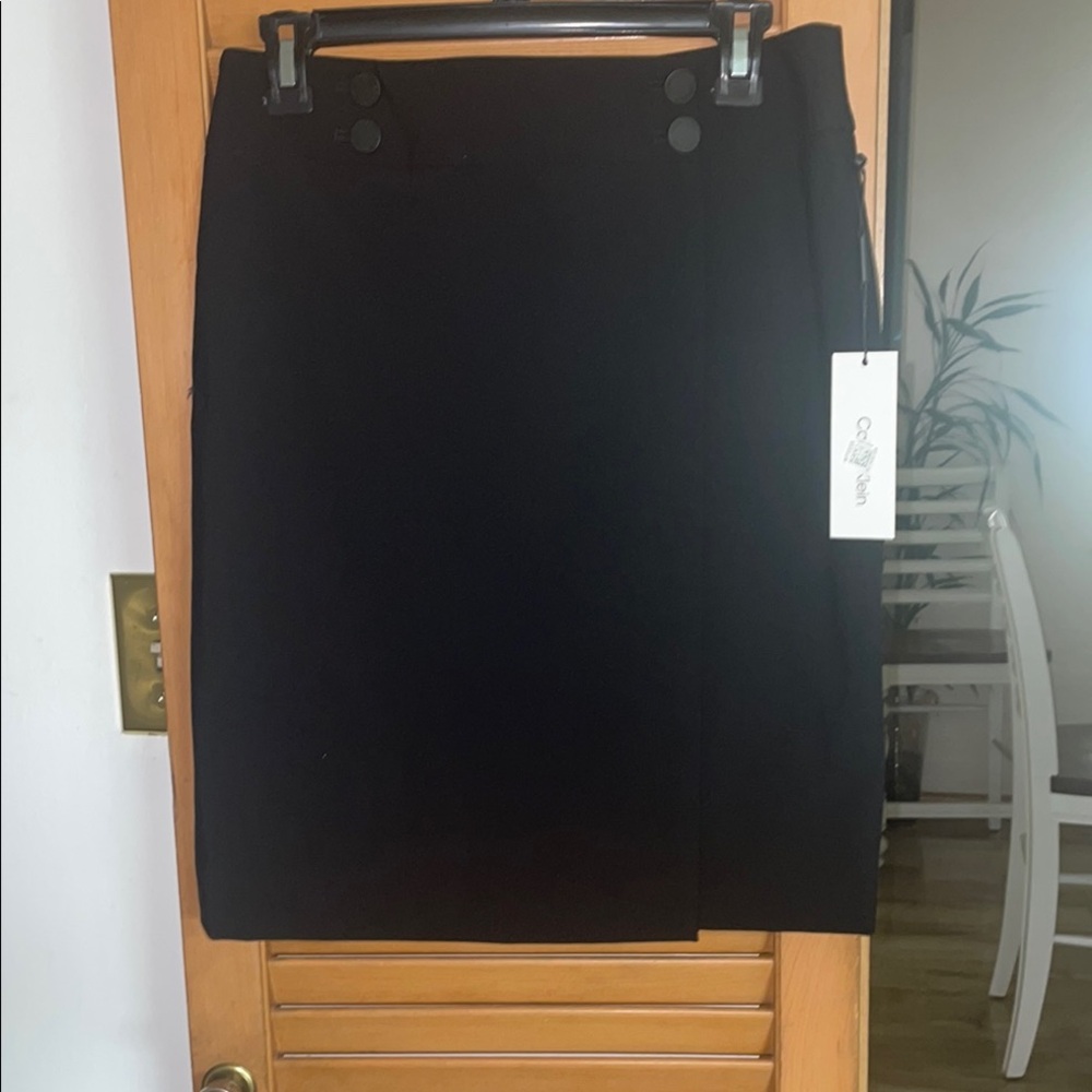 Calvin Klein Black Asymmetrical Pencil Skirt